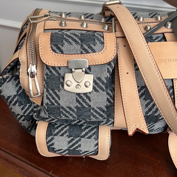 GAETANO NAVARRA LINEA TATIJEANS JACQUARD JEANS AND NATUAL CALF LEATHER BAG - Picture 9 of 15